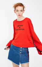 Load image into Gallery viewer, Loose Fit Side Stitch Letter Print Sweatshirt
