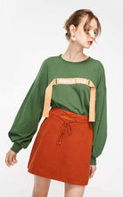 Load image into Gallery viewer, Round Neckline Decorative Ribbon Sweatshirt Hoodies