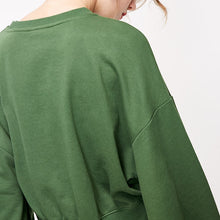 Load image into Gallery viewer, Round Neckline Decorative Ribbon Sweatshirt Hoodies
