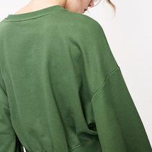 Load image into Gallery viewer, Round Neckline Decorative Ribbon Sweatshirt Hoodies