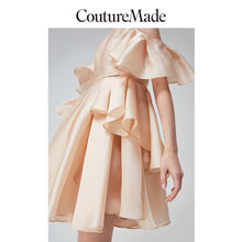 Load image into Gallery viewer, 100% Mulberry Silk Ruffled Off-the-shoulder Umbrella Hem Dress