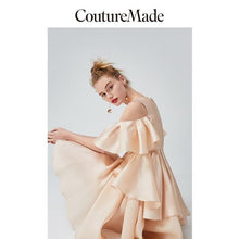 Load image into Gallery viewer, 100% Mulberry Silk Ruffled Off-the-shoulder Umbrella Hem Dress