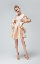 Load image into Gallery viewer, 100% Mulberry Silk Ruffled Off-the-shoulder Umbrella Hem Dress