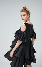 Load image into Gallery viewer, 100% Mulberry Silk Ruffled Off-the-shoulder Umbrella Hem Dress