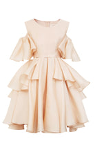 Load image into Gallery viewer, 100% Mulberry Silk Ruffled Off-the-shoulder Umbrella Hem Dress
