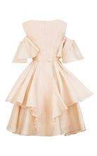 Load image into Gallery viewer, 100% Mulberry Silk Ruffled Off-the-shoulder Umbrella Hem Dress