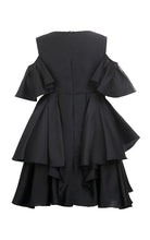 Load image into Gallery viewer, 100% Mulberry Silk Ruffled Off-the-shoulder Umbrella Hem Dress