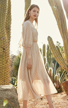 Load image into Gallery viewer, Back Lace-up Cut-outs Floral Chiffon Dress