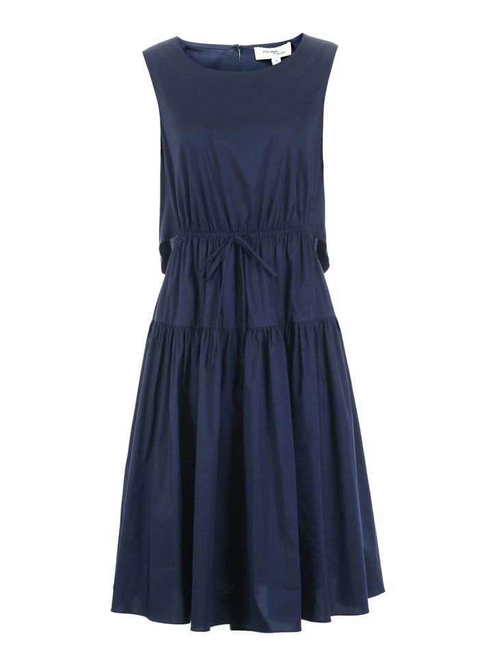 Decorative Drawstring Sleeveless A-line Pure Dress