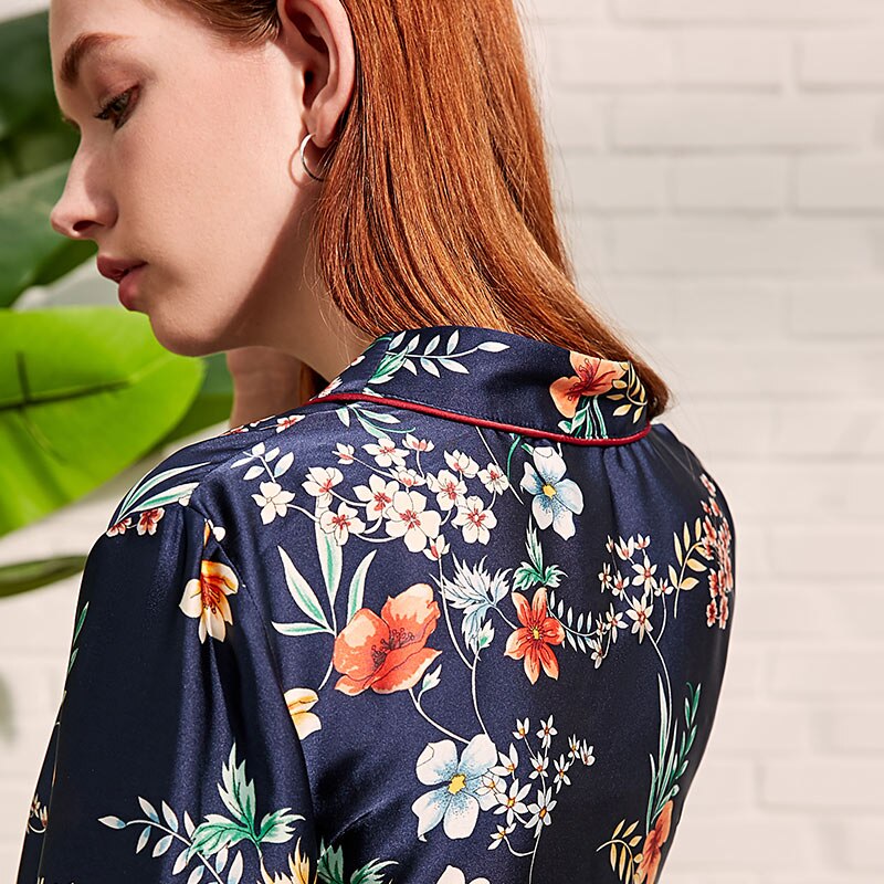 Drapery Botanic Print Lace-up Homewear Sleepwear