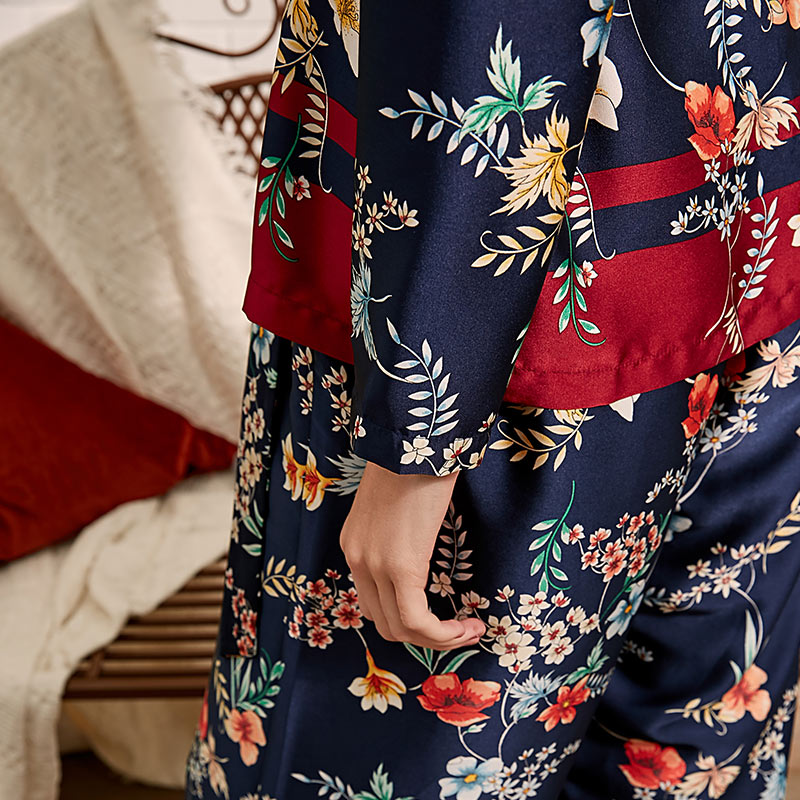 Drapery Botanic Print Lace-up Homewear Sleepwear