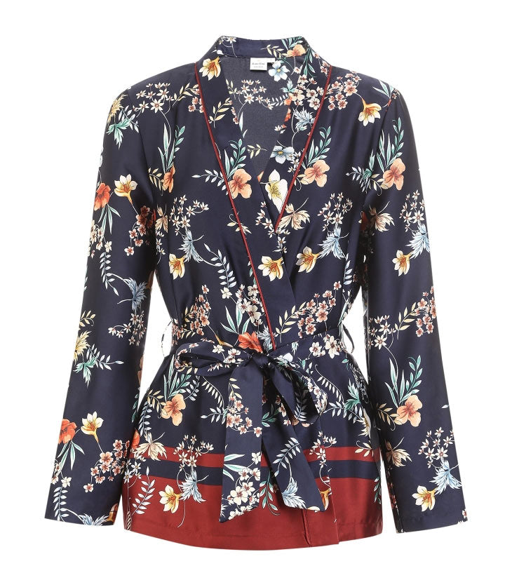 Drapery Botanic Print Lace-up Homewear Sleepwear