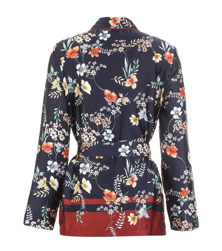 Drapery Botanic Print Lace-up Homewear Sleepwear