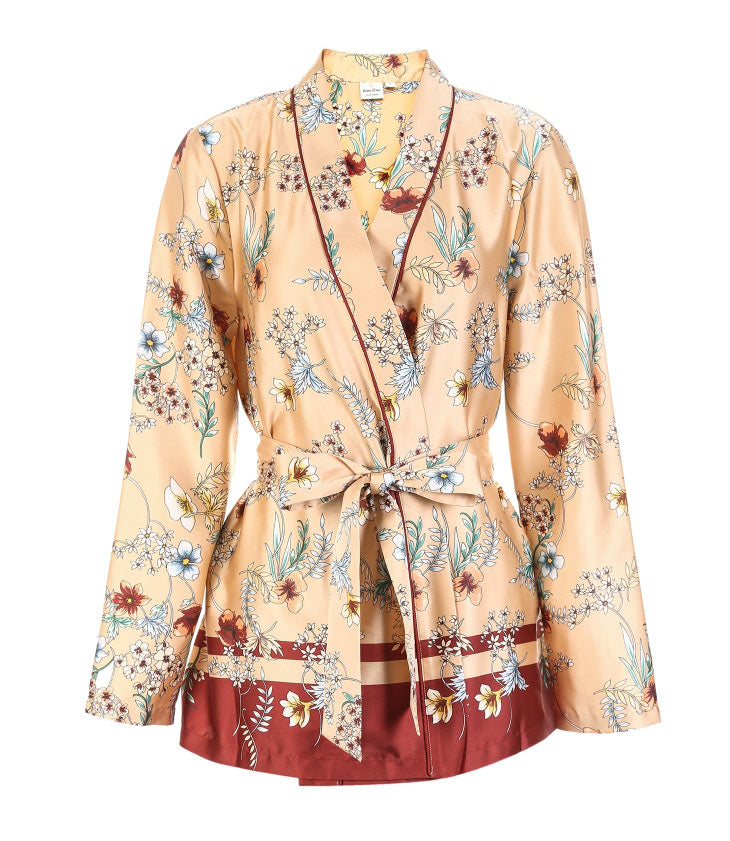 Drapery Botanic Print Lace-up Homewear Sleepwear