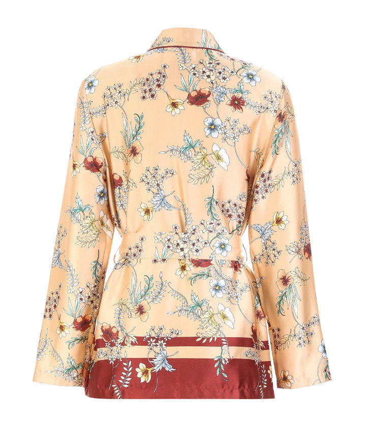 Drapery Botanic Print Lace-up Homewear Sleepwear