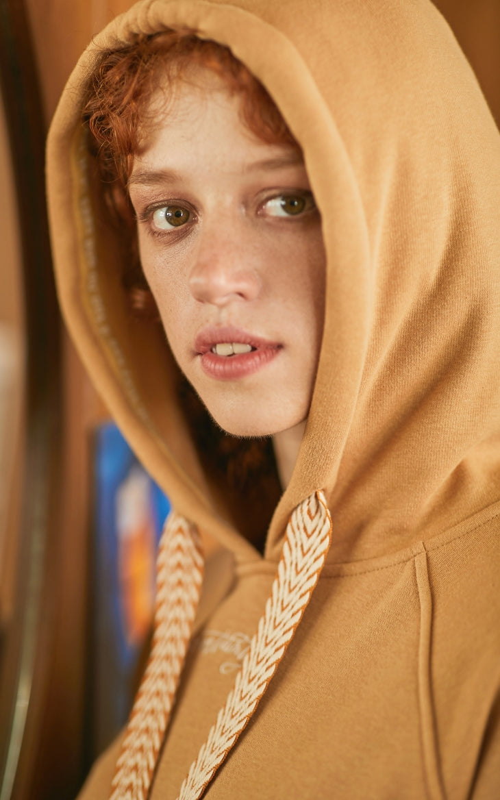 Embroidered Letter Print Brushed Hoodie