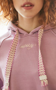 Embroidered Letter Print Brushed Hoodie