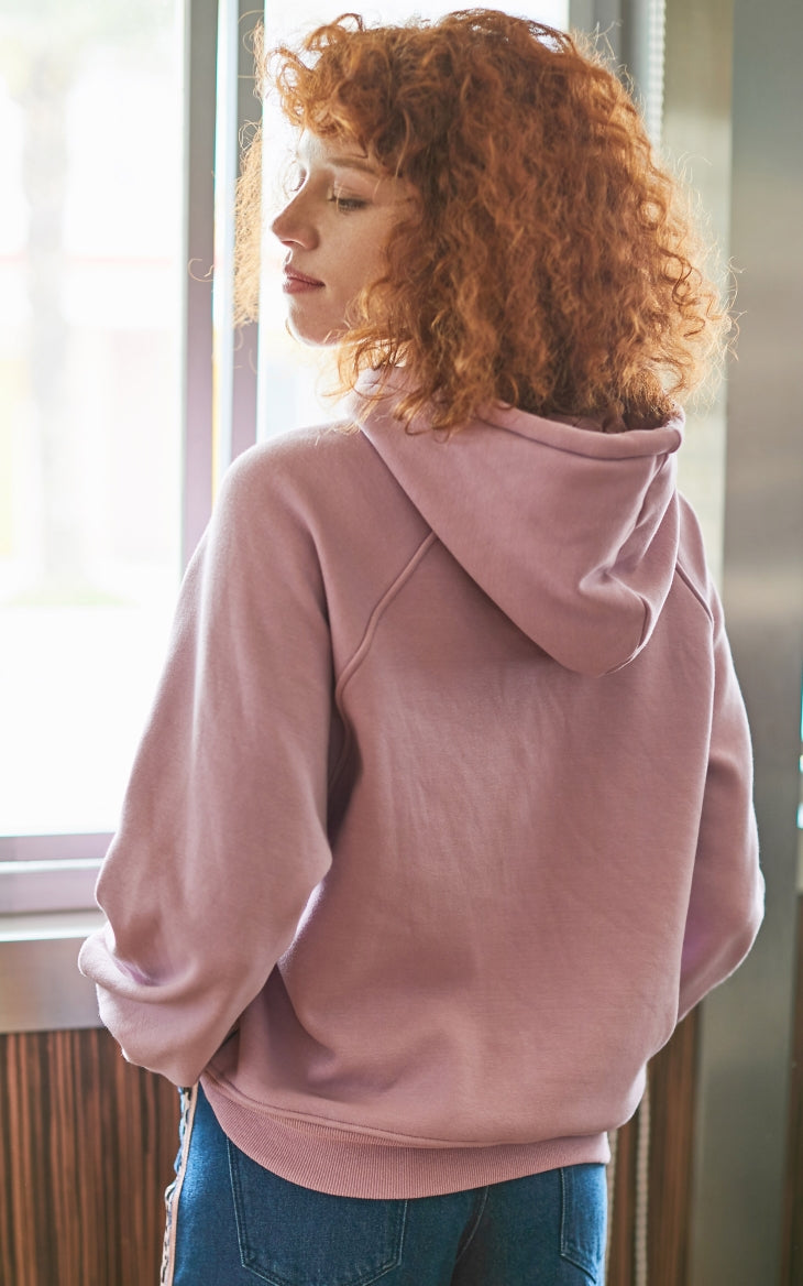 Embroidered Letter Print Brushed Hoodie