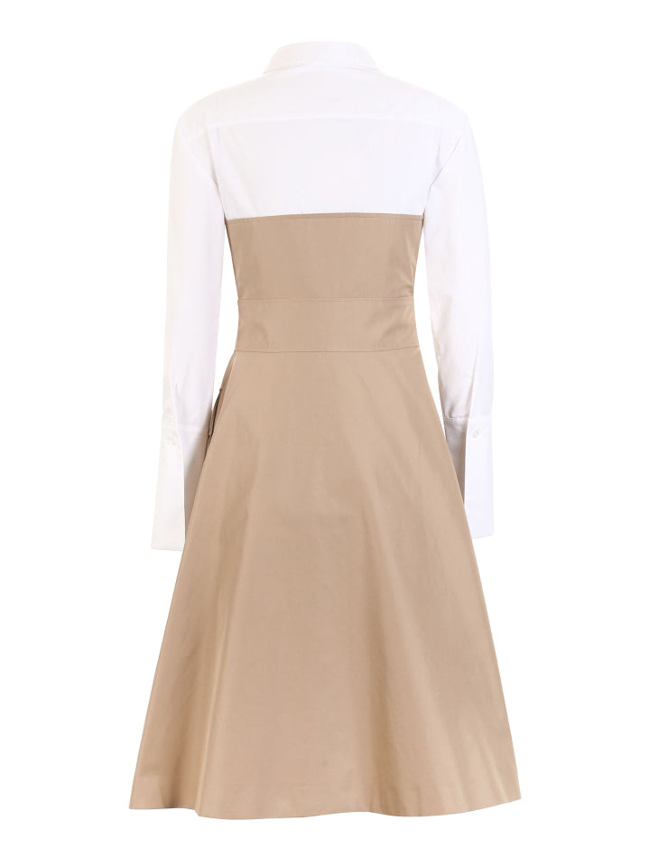 Fake Two-piece Shirt Lace-up Splice A-line Dress