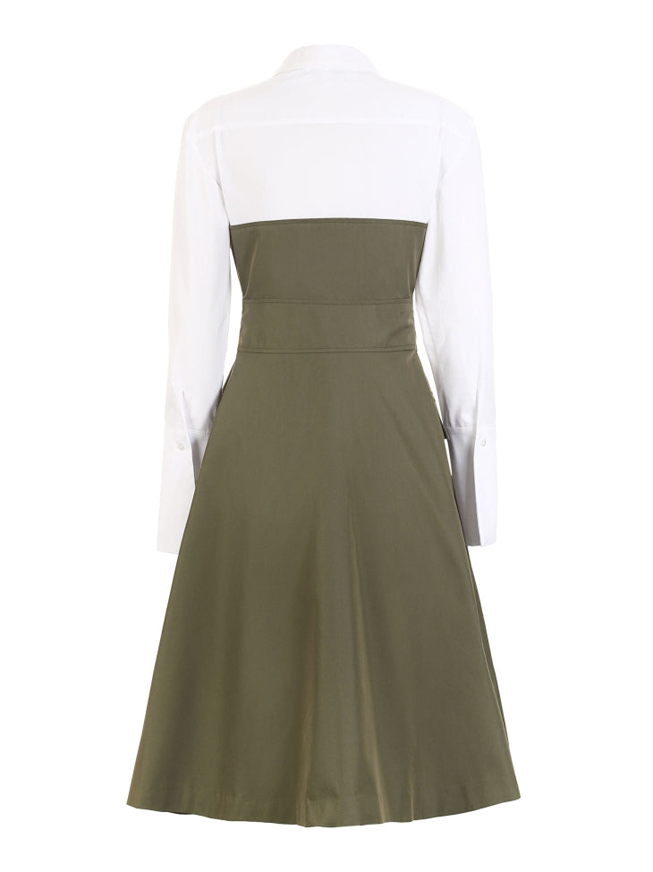 Fake Two-piece Shirt Lace-up Splice A-line Dress