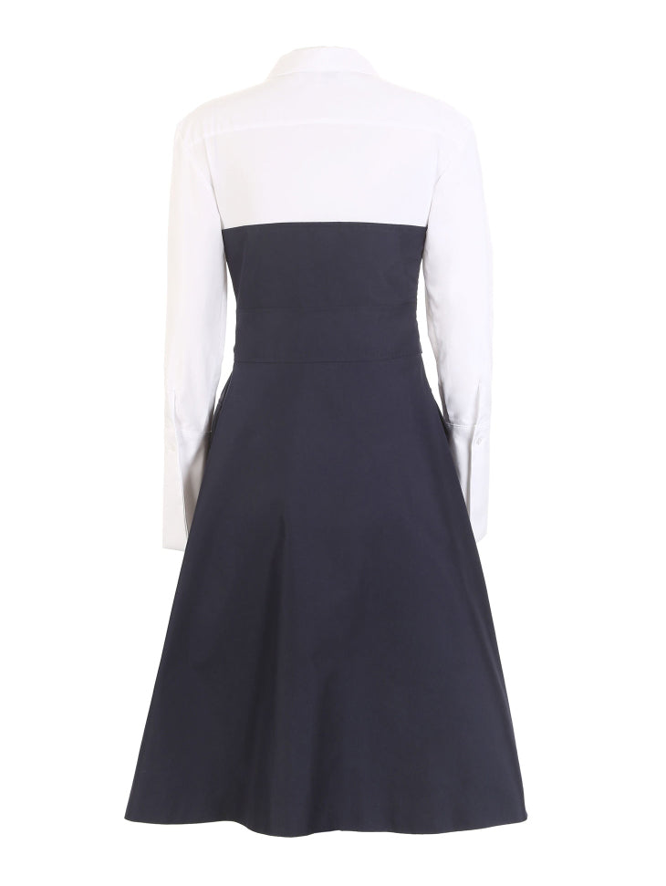 Fake Two-piece Shirt Lace-up Splice A-line Dress