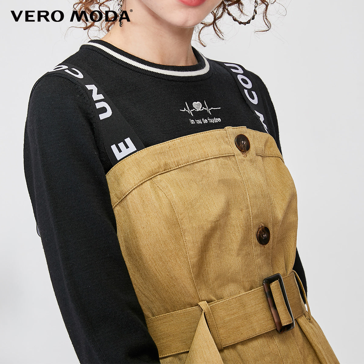 Embroidered Mid-length A-lined True Two-piece Overalls Dress