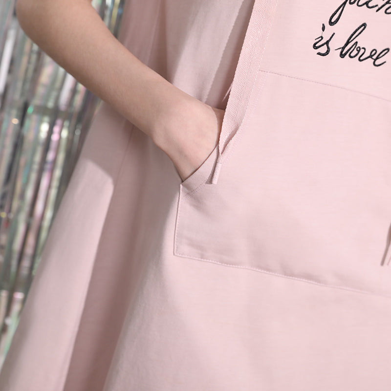 Embroidered Heart & Letters Hooded Homewear Dress