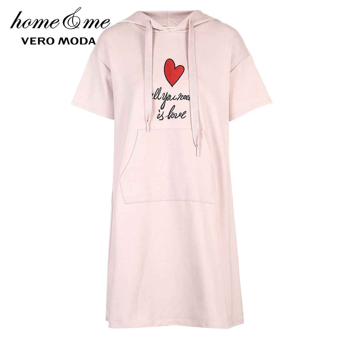 Embroidered Heart & Letters Hooded Homewear Dress
