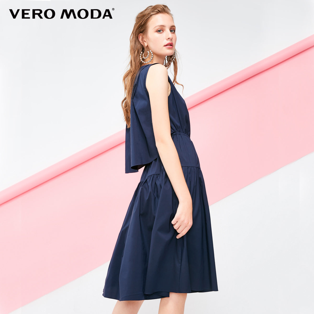 Decorative Drawstring Sleeveless A-line Pure Dress