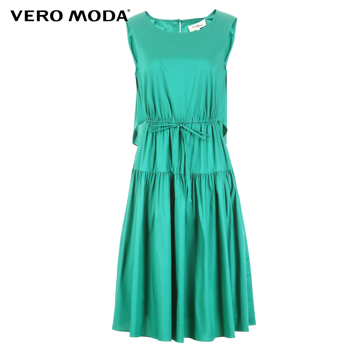 Decorative Drawstring Sleeveless A-line Pure Dress