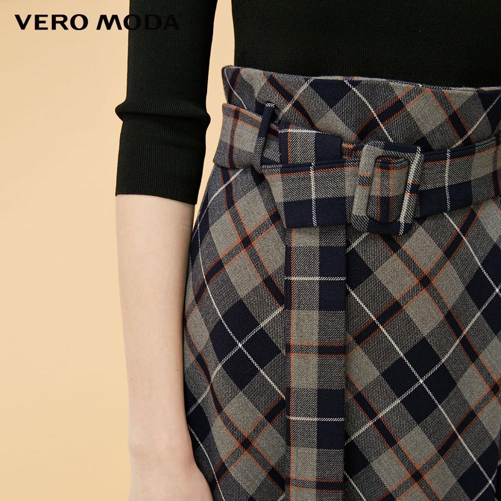 OL Style Plaid Round Neckline 3/4 Sleeves Knit Dress