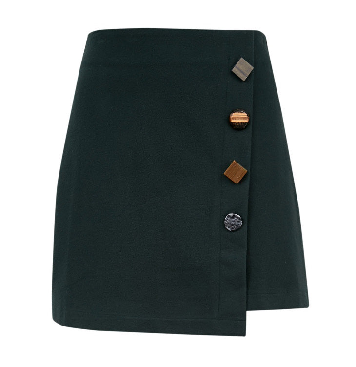 Irregular Decorative Buttons A-line Skirt
