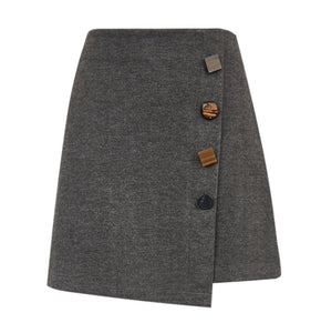 Irregular Decorative Buttons A-line Skirt