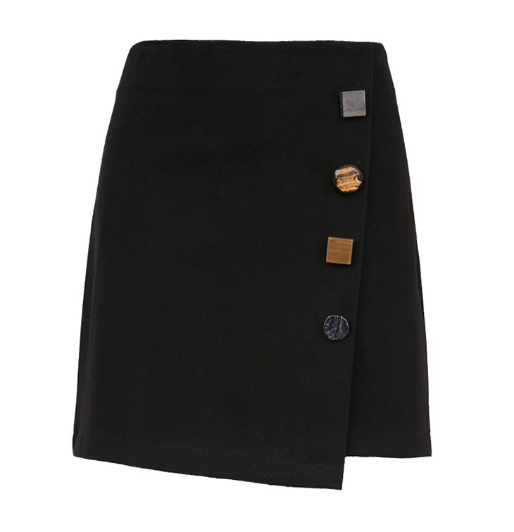 Irregular Decorative Buttons A-line Skirt