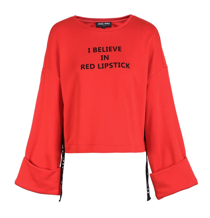 Loose Fit Side Stitch Letter Print Sweatshirt