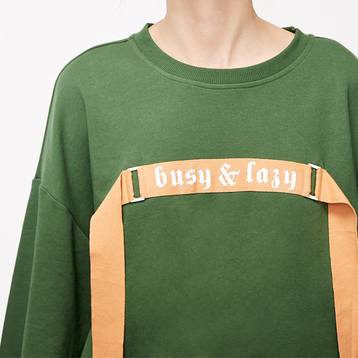 Round Neckline Decorative Ribbon Sweatshirt Hoodies