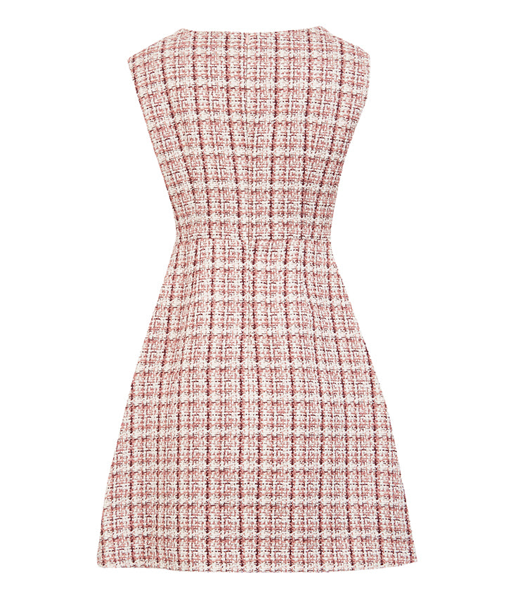 Tweed Sleeveless A-line Dress