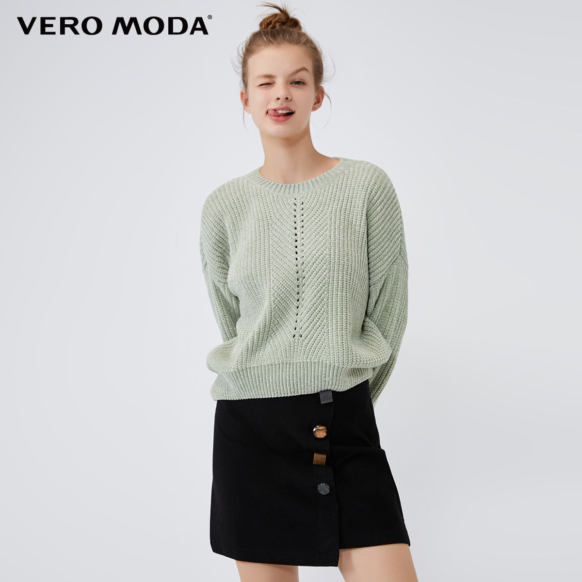 Irregular Decorative Buttons A-line Skirt