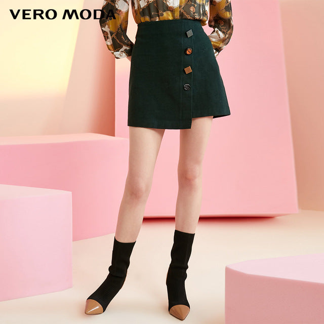 Irregular Decorative Buttons A-line Skirt