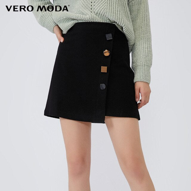 Irregular Decorative Buttons A-line Skirt