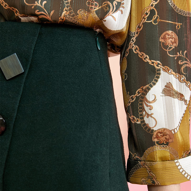 Irregular Decorative Buttons A-line Skirt