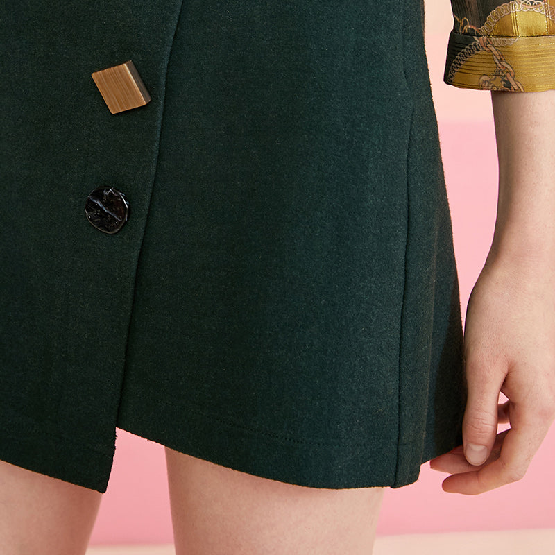 Irregular Decorative Buttons A-line Skirt