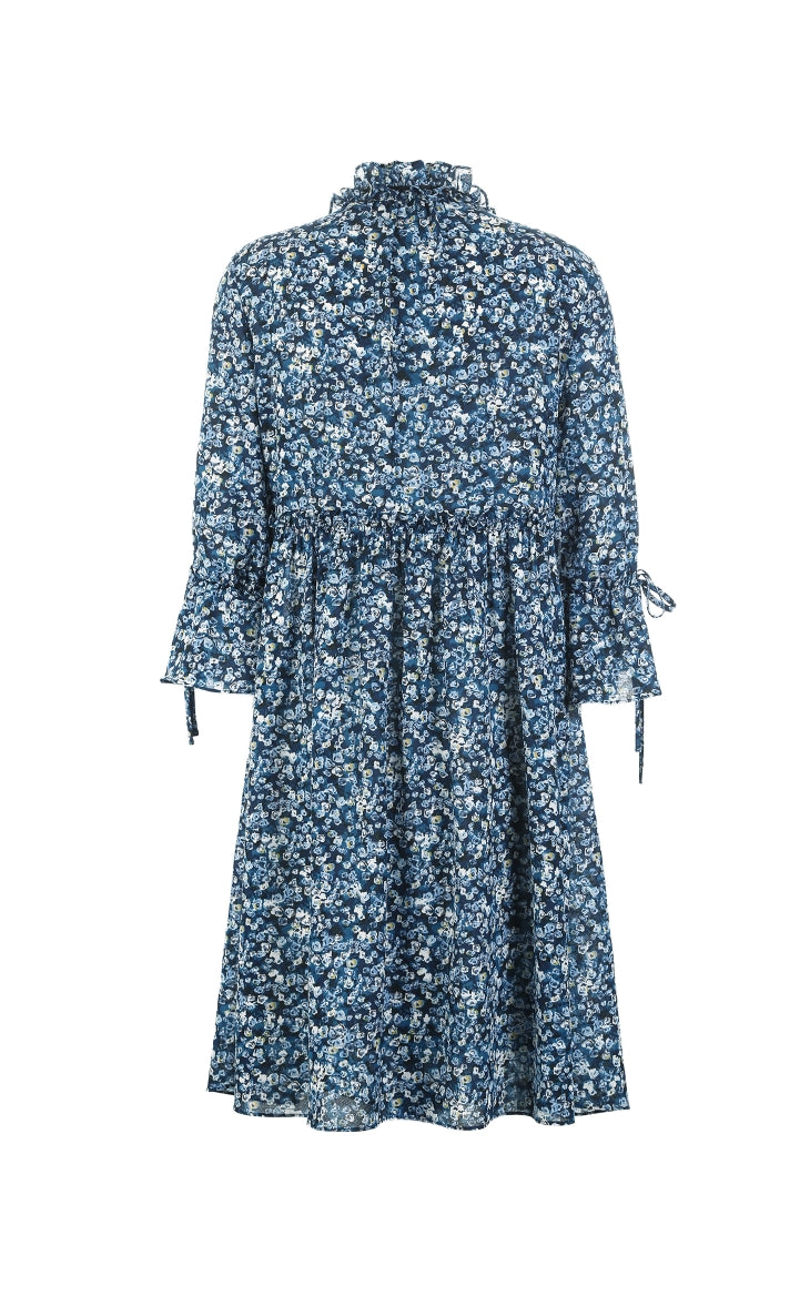 Buckled Ruffled 3/4 Flared Sleeves Dress