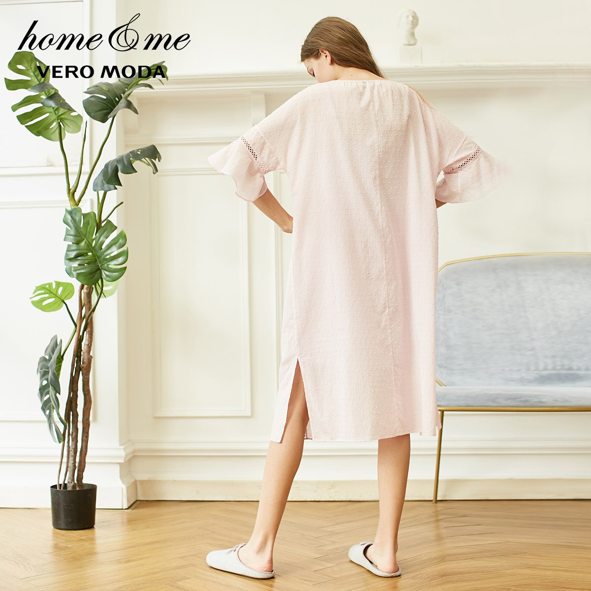 Embroidery Flared Sleeves Homewear Dress