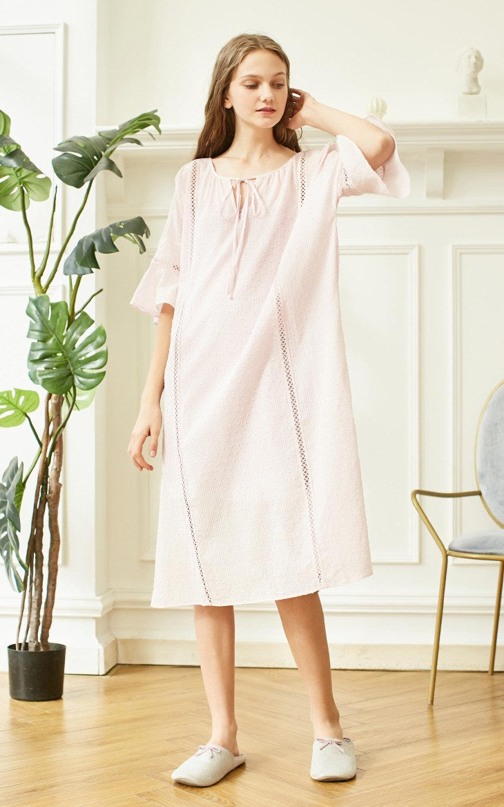 Embroidery Flared Sleeves Homewear Dress