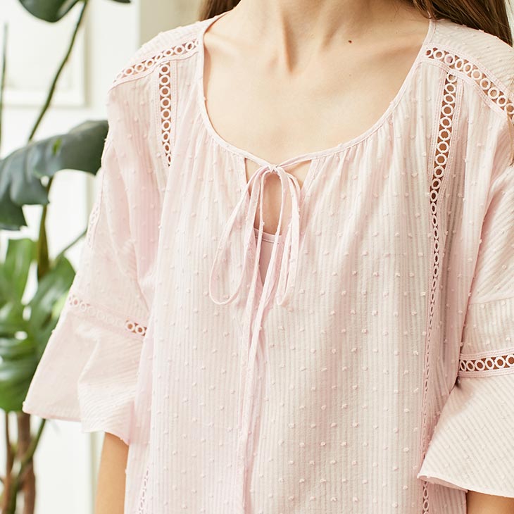 Embroidery Flared Sleeves Homewear Dress