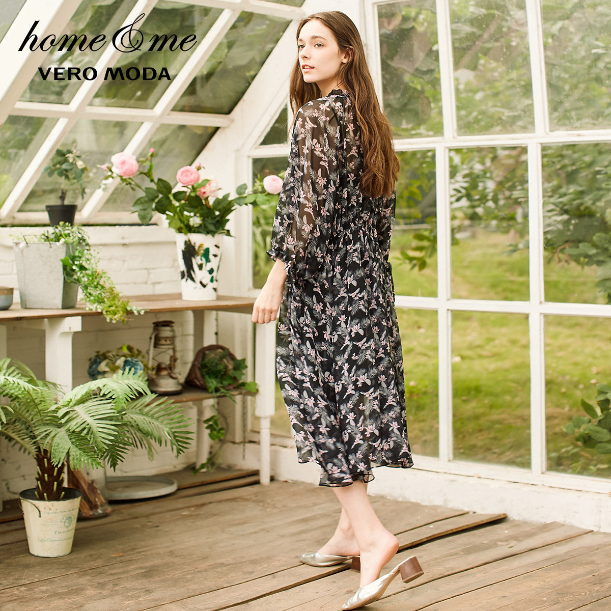 See-through Chiffon Floral Night Dress