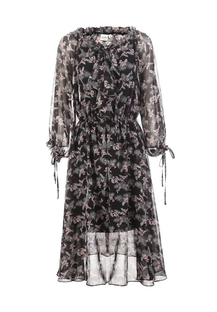 See-through Chiffon Floral Night Dress