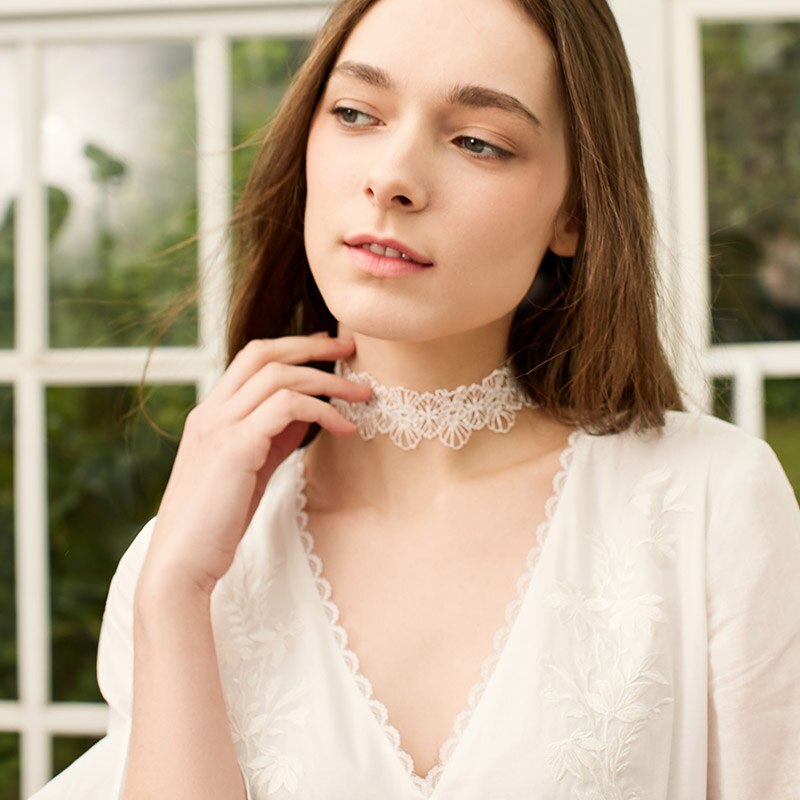 V-neck 100% Cotton Flared Sleeves Homewear Dress