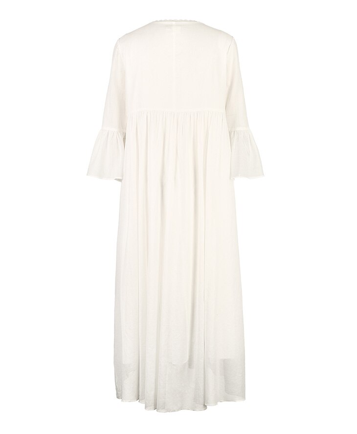 V-neck 100% Cotton Flared Sleeves Homewear Dress